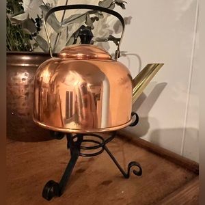 Copper tea kettle with stand
